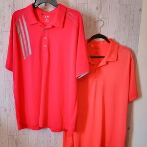 adidas Vibrant Pink and Coral Polo's Men's Size XL Lot of 2